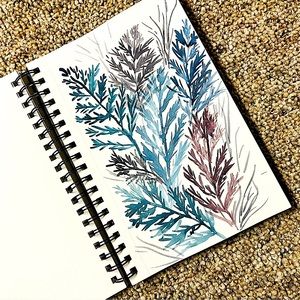 Hand Painted Original Blue Floral Watercolor